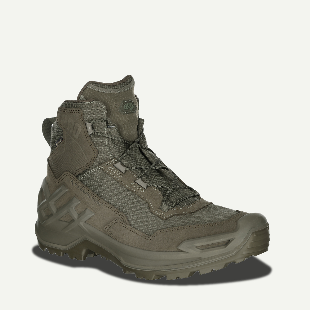 Stiefel, Wanderschuh, Gummisohle, Olivegrün, Schnürstiefel