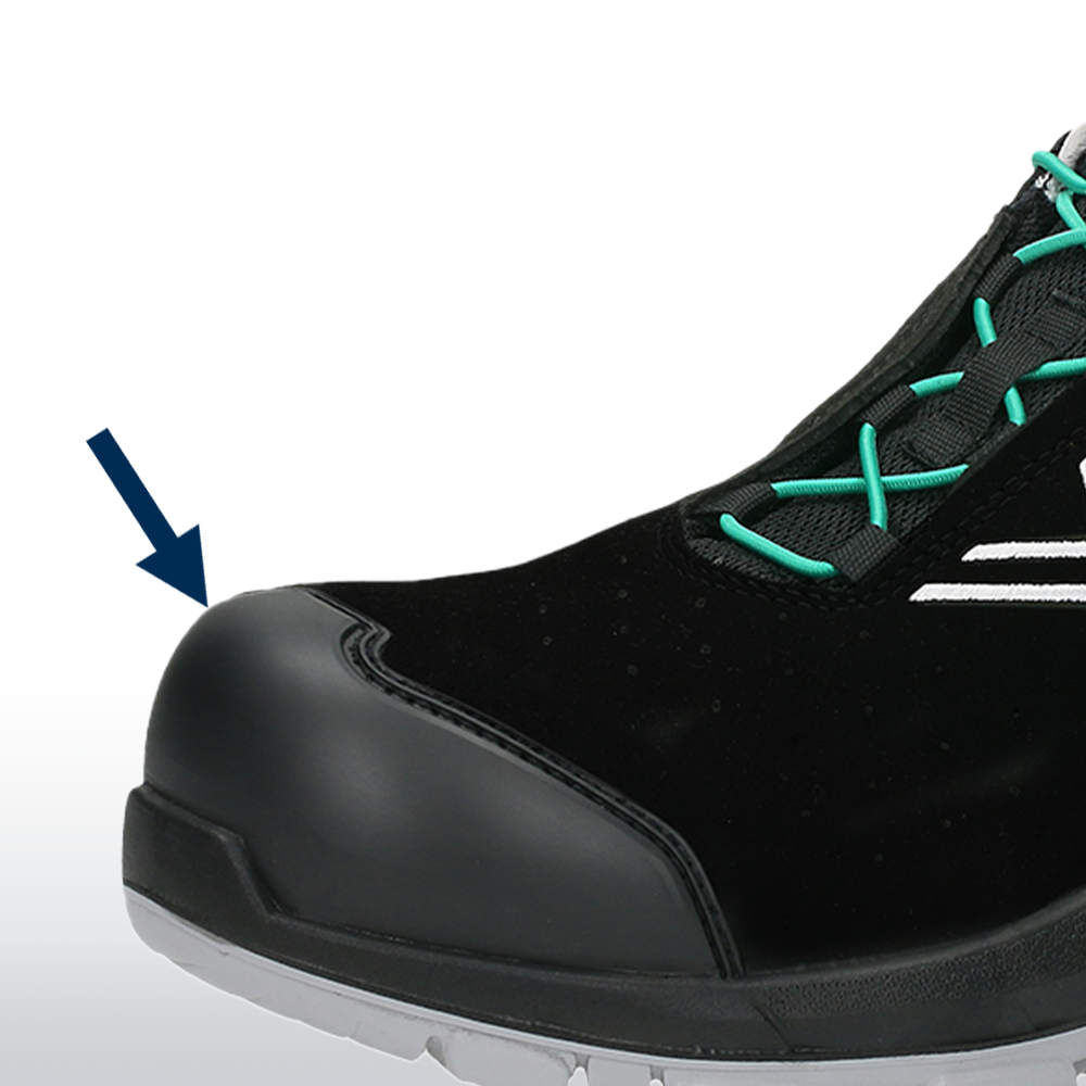 Schuh, Schnürschuh, Schutzkappe, Gummi-Zehenkappe, Laufschuh