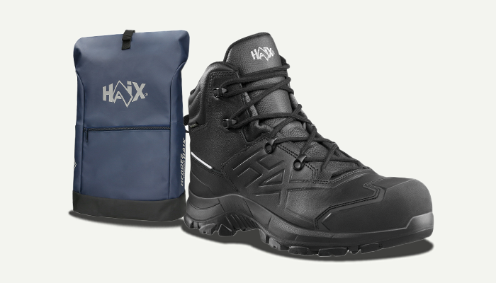 Koop nieuwe veiligheidsschoenen en ontvang een gratis HAIX-rugzak*.
