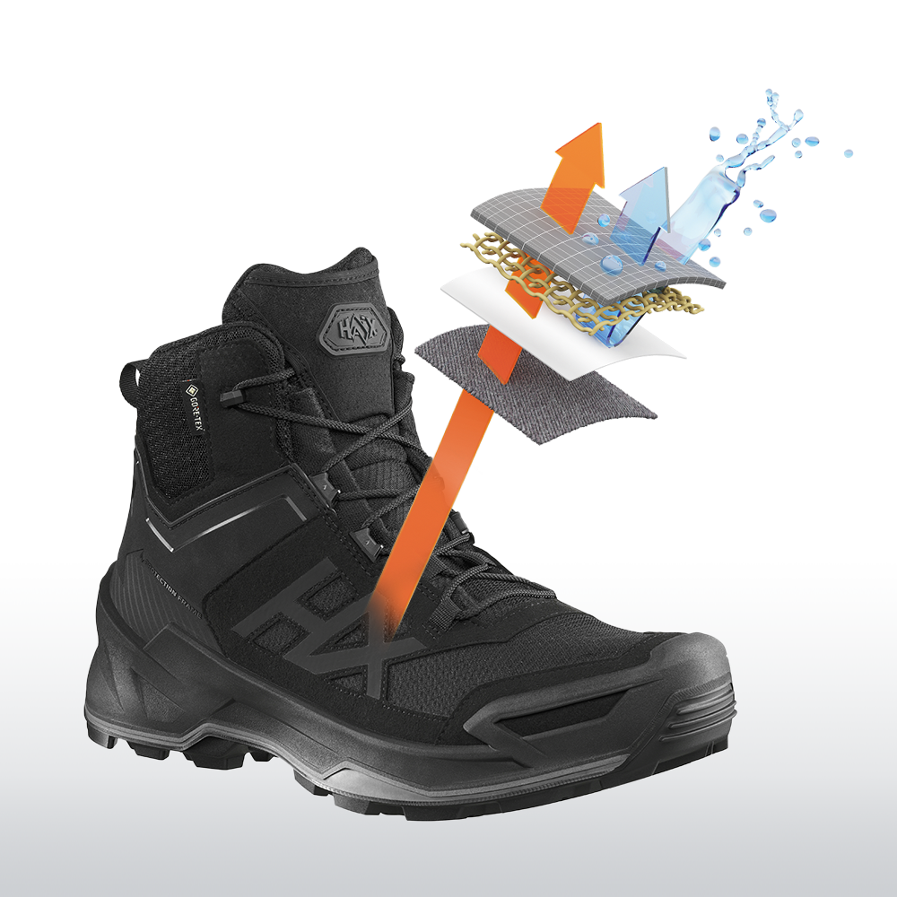 Wanderschuh, Stiefel, Schwarz, GORE-TEX, Antirutsch-Sohle