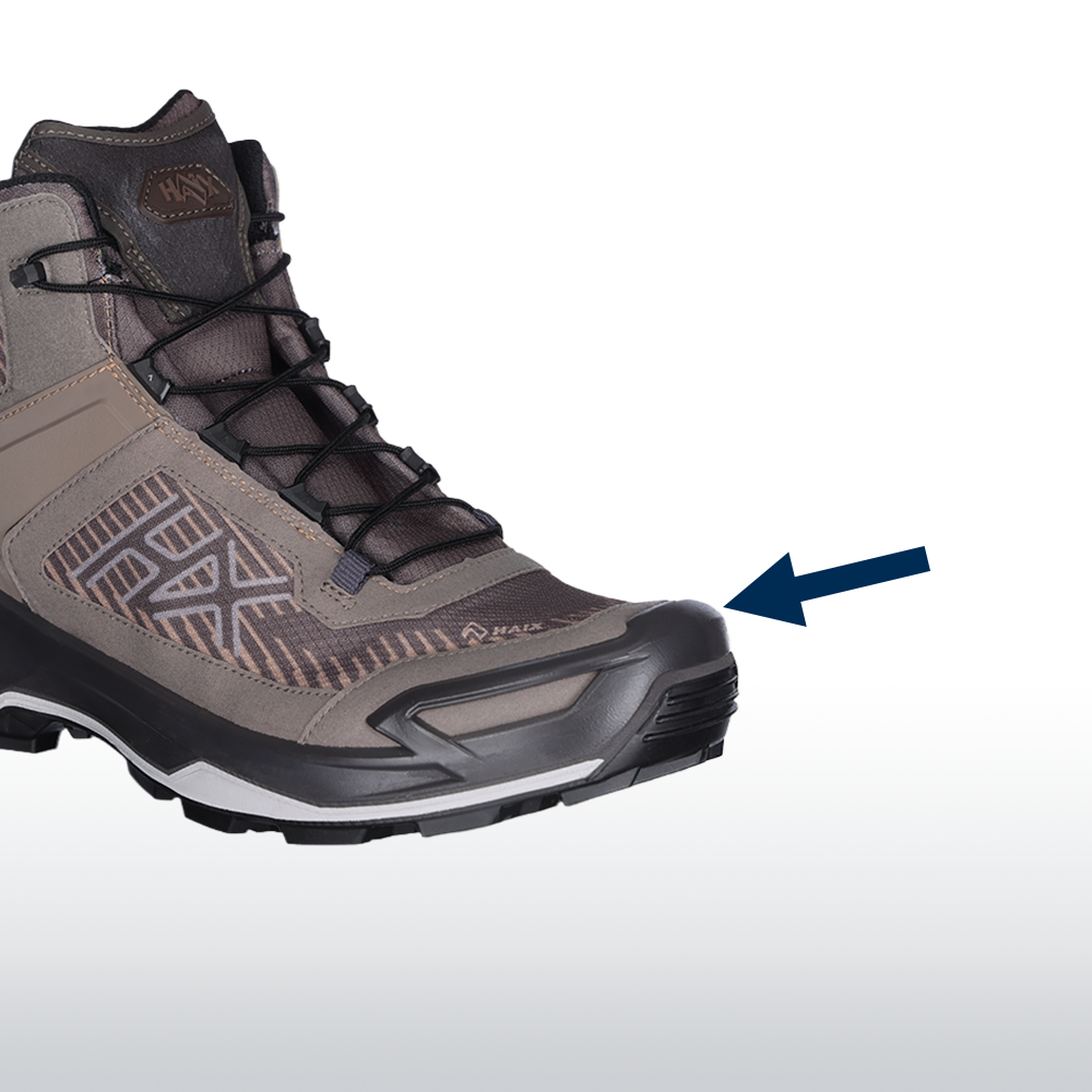 Stiefel, Hiking Stiefel, Stirnschutz, Gummiprofil, Schnürung